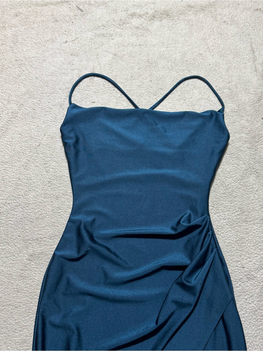 Windsor Dress Womens XS Teal Cocktail Bodycon Sleeveless Cross Straps Mini - Picture 2 of 11